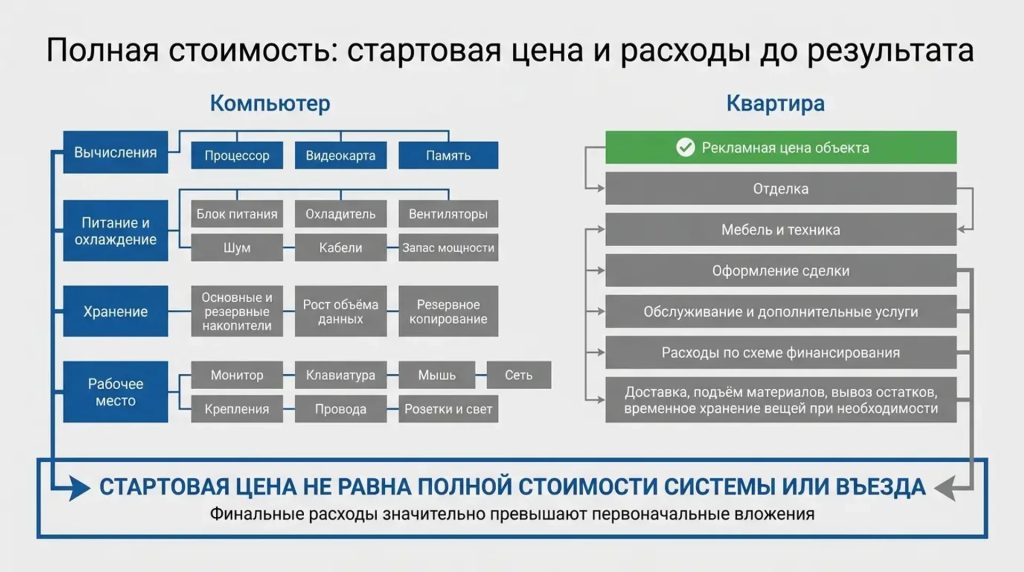 Полная стоимость: стартовая цена и расходы до результата